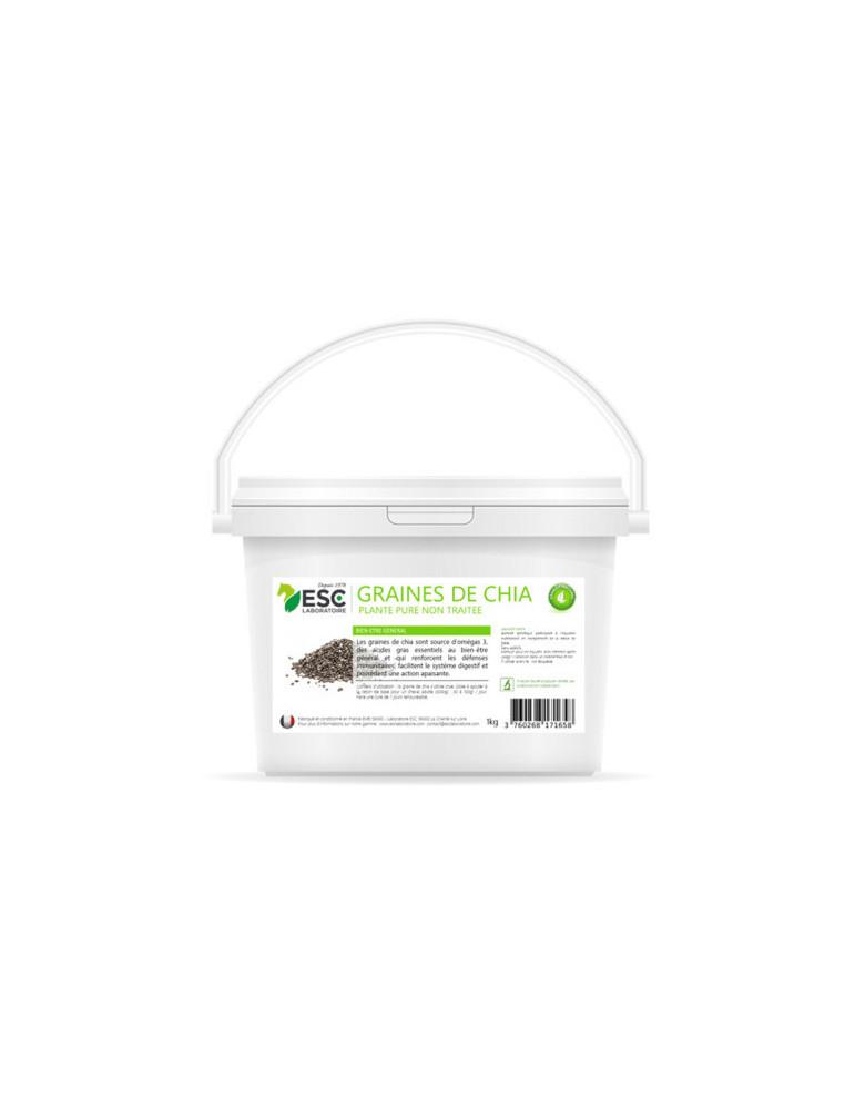 Graines de Chia 1kg ESC – Bien-être, immunité et hydratation du cheval
