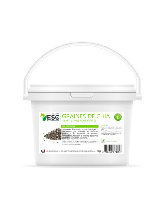 Graines de Chia 1kg ESC – Bien-être, immunité et hydratation du cheval