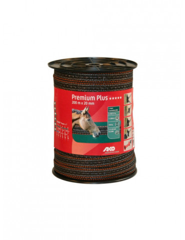 Ruban de clôture Ako Premium Plus 200m x 20mm – Résistant, conductivité 0,18 Ω/m