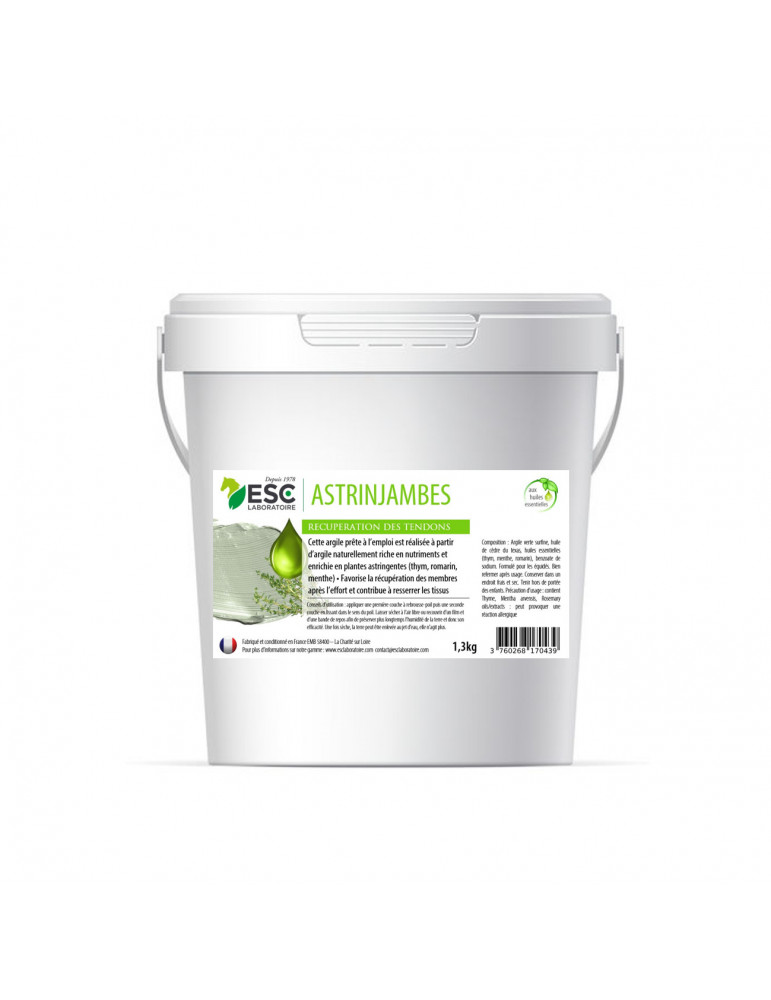 ASTRINJAMBES - Argile cheval enrichie en huiles essentielles - Récupération et engorgement tendons -