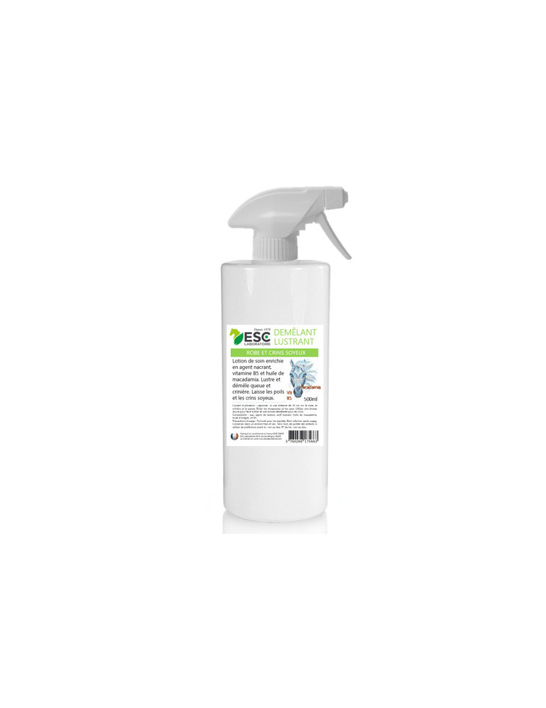 Spray démêlant lustrant cheval 500 ml ESC – Crins doux, brillants et protégés