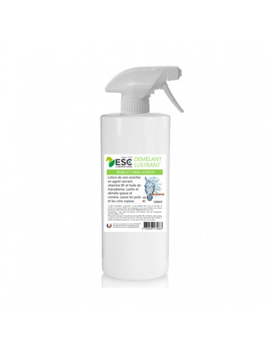 Spray démêlant lustrant cheval 500 ml ESC – Crins doux, brillants et protégés