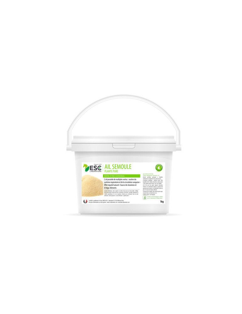 Complément alimentaire ail semoule 1 kg ESC. Soutient le système respiratoire, la circulation sanguine et la flore intestinale.