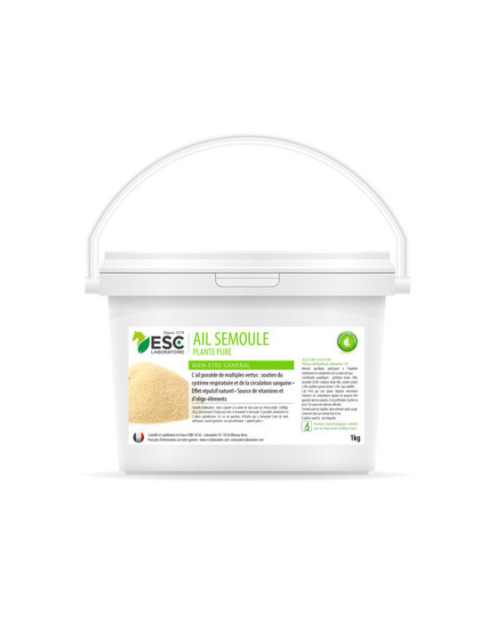 Complément alimentaire ail semoule 1 kg ESC. Soutient le système respiratoire, la circulation sanguine et la flore intestinale.