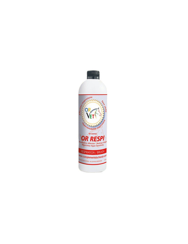 Or-Respi Or-Vet 500 ml : solution naturelle pour chevaux, apaise la toux sèche, améliore la respiration, renforce l’immunité fac