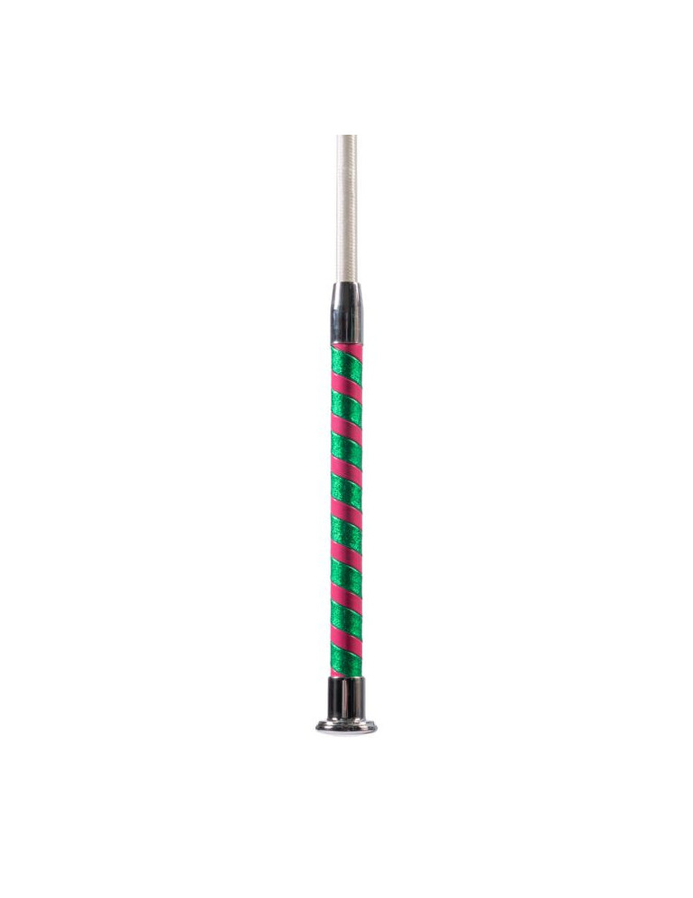 Cravache HKM Maui vert/rose bonbon