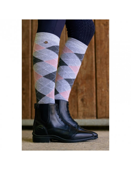 Chaussettes ARGYLE gris/rose 35-38