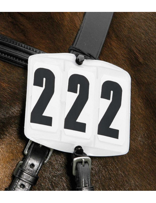 Numéros de départ pour bride, carrés, avec élastiques, blanc