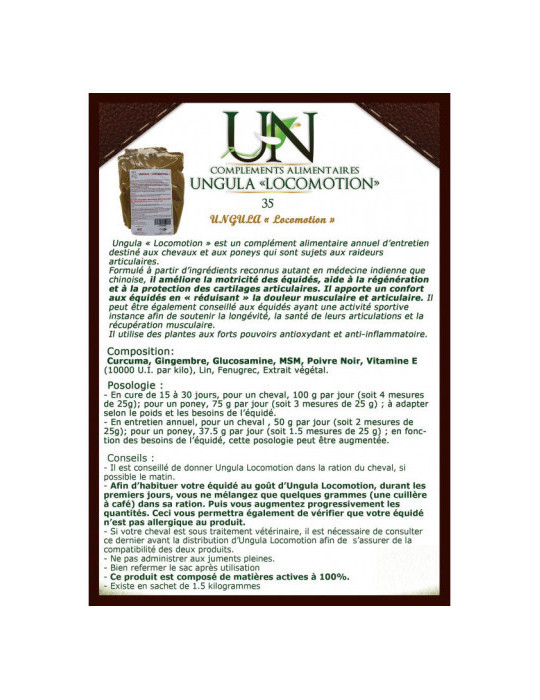 Locomotion 1,5 kg Ungula Naturalis – Articulations, muscles et confort locomoteur du cheval
