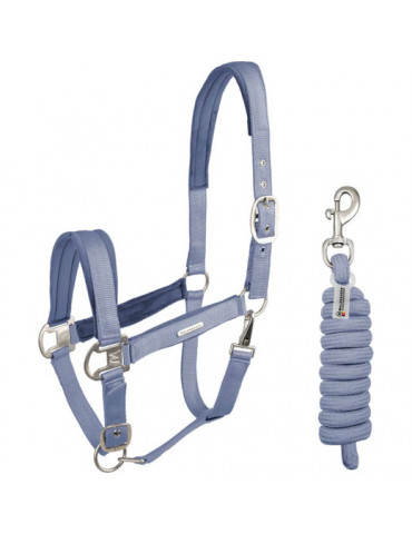 Licol Waldhausen Velvet bleu océan, taille Cob