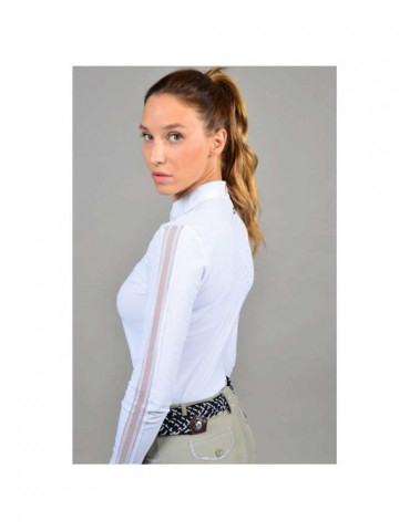 Pannie Polo de concours ML Femme Rider - Blanc (White) - XS - Nature H