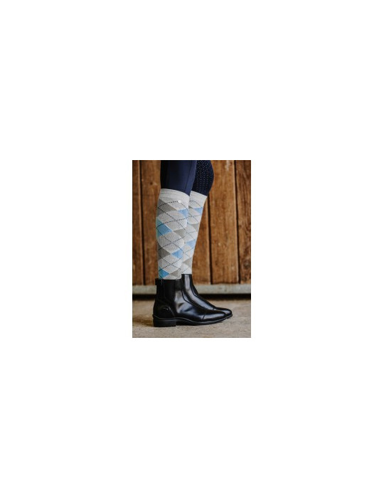 Chaussettes ARGYLE gris/ciel 35/38 - Nature Horse Langon