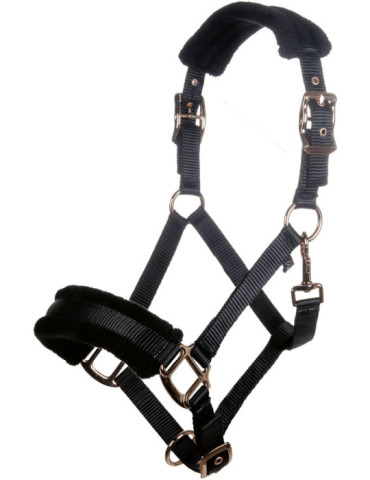 Licol HKM Rosegold Glamour noir, taille Cheval