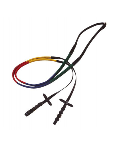 Rênes caoutchouc couleurs, taille poney