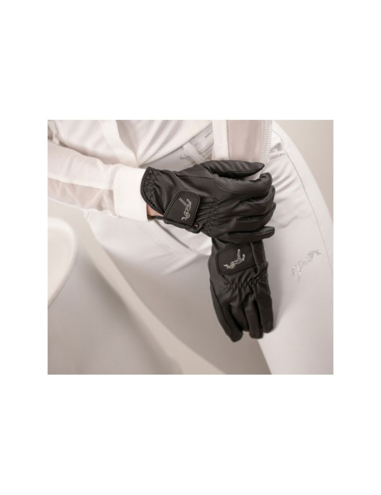 Gants Pénélope Prisma Strass noir, taille 7