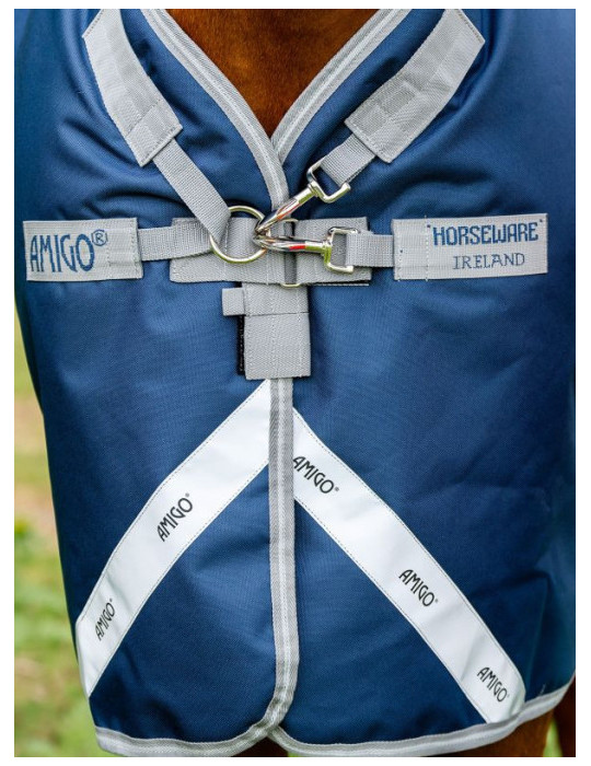 Couverture d’extérieur Amigo 1200D Plus Turnout 100g Navy 140cm – Horseware : imperméable, respirante et confortable